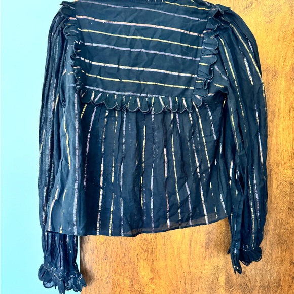 Farm Rio Metallic Stripe Ruffle Top - Picture 3 of 4